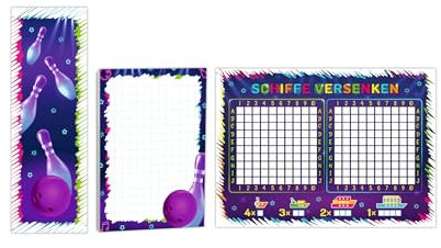 Junaversum 10 Notizblöcke + 10 Lesezeichen + 10 Schiffe versenken Mitgebsel Bowling Kindergeburtstag Mädchen Jungsgeburtstag Gastgeschenke für Kinder Mädchengeburtstag Jungsgeburtstag