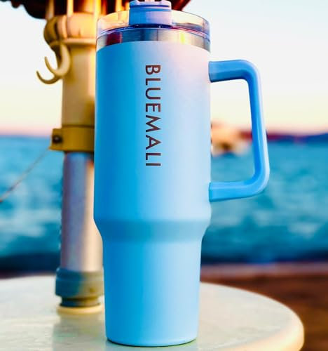 BLUEMALI 40oz Tumbler Travel Cup Coffee with Straw and Lid 1200ml Stainless Steel Vacuum Double Insulated Car Water Bottle for Cold Hot Drinks Stanley Cup Gift