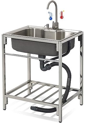 Freistehende Spülbecken Küche Edelstahl spültisch Edelstahl 1 Becken outdoorküche waschbecken waschbecken camping Gastrospülen Gastro Spüle 72cm