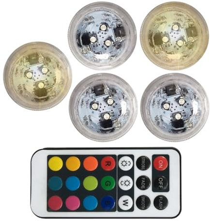Genérico Pequeña luz LED sumergible, luces de agua,Luz de fuente impermeable - Luces subacuáticas alimentadas por batería con Control remoto, luces de que cambian de color para acuario y piscina