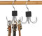 LMSAWK 2 Stücke 360 Grad drehbarer Gürtelhalter aus Metall, Holz Gürtelbügel, Platzsparend Gürtelhalter, für Socken, Gürtel, Handschuhe, 6 Haken, Schwarz