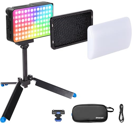 Amaran Ace 25c Kit, Pocket RGBWW LED Light, Boost Mode fino a 32W, Full Color Mini Video Light (2.300-10.000K), 1.171 Lux@1m a 5.600K, 4500mAh Batteria con PD Ricarica per Mobile Creator (Carbone)