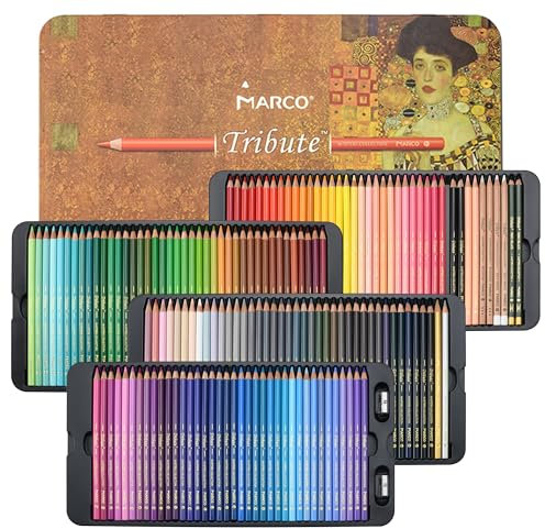 MARCO Buntstifte für Erwachsene zum Ausmalen - 160 Farben Leuchtende farbstifte Set, Ideal Professionelle Öl-Buntstifte,Holzstifte Farbstifte in Eisenbox verpackt für Kunstschüler und Profis
