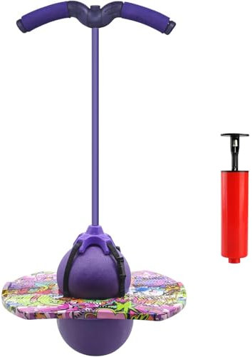 Chingcoo Pogo Stick für Kinder, Sportgeräte für Kinder, Pogo Stick mit Kordelzuggriff, geeignet für Hüpfstange mit Kindern (lila Spleißen)