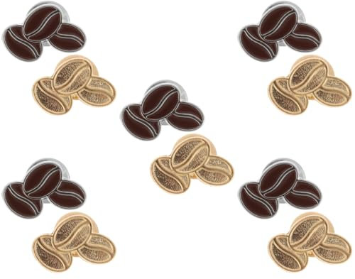 WRITWAA 10Pcs Broschen Metall Kaffeebohne Revers Stift Zinklegierung Kaffeebohnen -Form -Broschen Ideal Für Erwachsene
