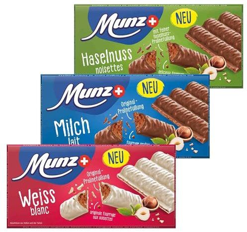 Munz Prügeli Schokoladen-Tafeln 3er Mix-Set mit Weiss, Milch, Haselnuss 3 x 100g Tafeln