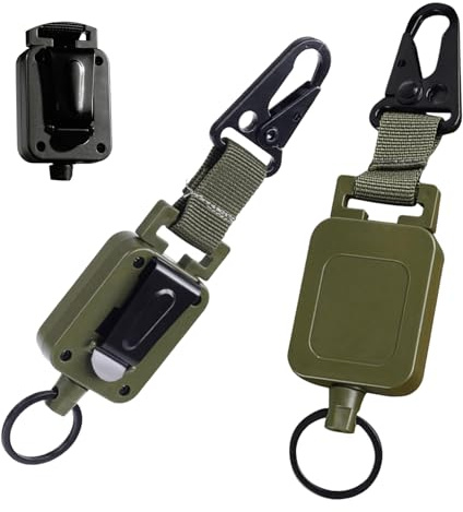 2-Pack Retractable CB Microphone Holder with Mounting Kit – Adjustable Gear Keeper Mic Hook Stand with Tether – Heavy-Duty Microphone Retractor for Truck, RV, Off-Road Vehicles (Greener)