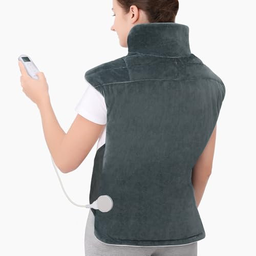 Comfytemp gewichtetes Heizkissen für Rücken Schulter Nacken mit 9 Wärmestufen 0,5-9h Abschaltautomatik, 1,1 kg Rückenwärmer Nackenwärmer Schulterwärmer Elektrisches Wärmekissen Maschinenwaschbar