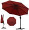 GOPLUS Parasol Deporte 3x3M, Parasol de Jardin Exterieur Pivotant à 360°, avec Poteau en Aluminium, 5 Angles d'Inclinaison Réglables, Protection Solaire, pour Balcon Terrasse Plage (Rouge)