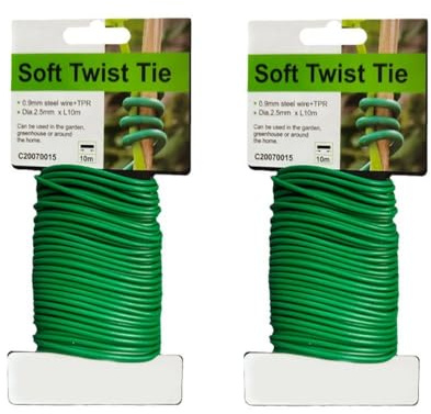 Alfven Gummibeschichteter Gartendraht, 2,5mm X 20 M Weich Pflanzen Bindedrah Pflanzenbinder Gartendraht Pflanzendraht Gummiert Bindedraht Ummantelt für Tomaten, Weinreben, Kletterpflanzen