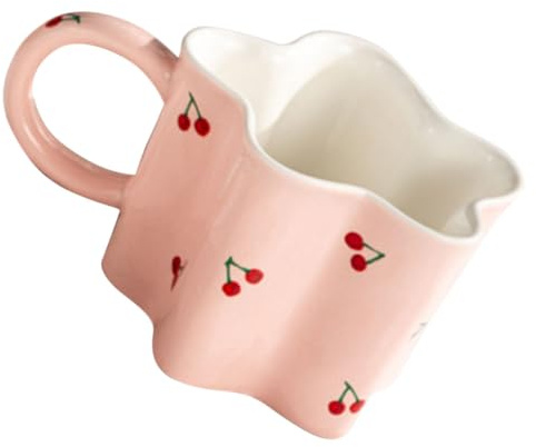 BESPORTBLE Tasse à Café Céramique Forme Fleur Rose Tasse à Lait Déjeuner avec Poignée Mug Design Simple pour Bureau et Maison