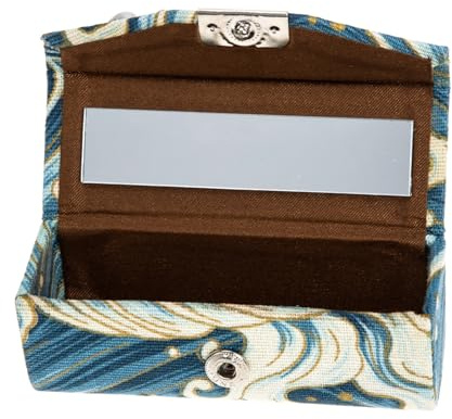 MALUGOGO Retro-Lippenstift-Etui aus Leder mit Spiegel, tragbare Lipgloss-Box und Schmuckaufbewahrung, kompakter Vintage-Stil, Kosmetik-Organizer für Damen, Reisefreundlicher Make-up-Halter in Hellblau