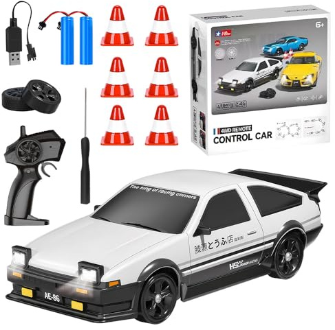 Mineup RC Drift Car, 1:24 Ferngesteuertes Auto, 30km/h 4WD RC Cars Spielzeug, 2,4Ghz Spielzeugauto Auto mit Fernbedienung, Spielzeug Rennauto mit LED-Licht