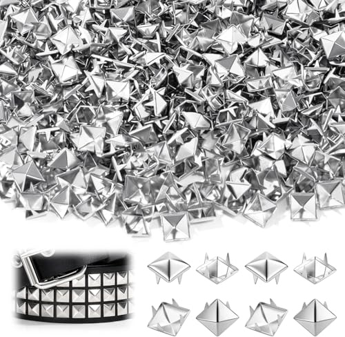 700 Stück Studs for Clothes, Quadratische Nieten Set, Ziernieten | 8mm Metall Studs, Nieten für Leder für Leder DIY Punk Nieten Silber für Kleidung Schuhe Lederband Handschuhe Taschen