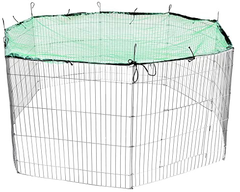 Mucola Freigehege rund für Kleintiere mit Sonnenschutz – Auslauf Laufstall Kaninchen Hasen Meerschweinchen | Faltbares Gehege mit Abdecknetz, für drinnen und draußen, Welpenauslauf Nagergehege