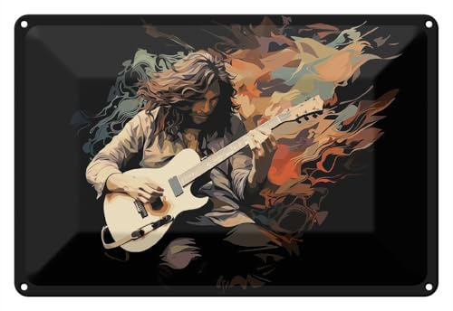 Wallario Blechschild Wandbild aus Metall Gitarrensolo - 20 x 30 cm in Premium-Qualität: Brillante Farben
