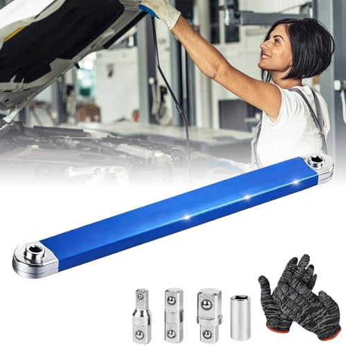XJQ Norivo Chiave A Bussola Cricchetto, Chiave A Bussola Con Prolunga, Chiave Offset Schraubwerk Con Adattatori 1/4, 3/8 E 1/2, Per Riparazioni Auto (1pcs)
