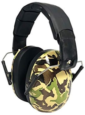 BANZ Paraorecchie morbido e confortevole con protezione apparecchi acustici per neonati e bambini piccolo (Valutazione di riduzione del rumore leader nel settore industriale) Camo verde