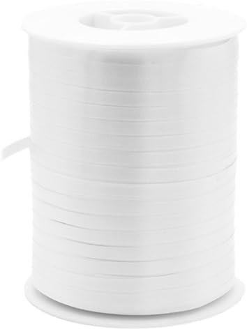 Geschenkband Ringelband 5mm x 500m wasserfest - 30 Farben in 5/10/19/31/50mm - Dekoband aus Kunststoff - Polyband zum Anbinden von Luftballons - Schleifenband zum Basteln - Weiß