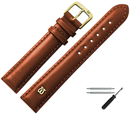 MARBURGER Uhrenarmband 14mm Leder Glatt Mit Naht - Werkzeug Montage Set 10014