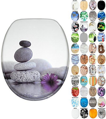 Sanilo Soft Close Toilet Seat, Wide Choice of New Toilet Seats, Stable Hinges, Easy to Mount (Energy Stones)