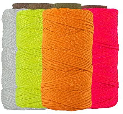 SGT KNOTS #18 Geflochtene Maurerschnur, Nylon, für DIY-Projekte, Handwerk, Gewerbe, Angeln, Gartenarbeit und mehr, 76 m, fluoreszierendes Gelb