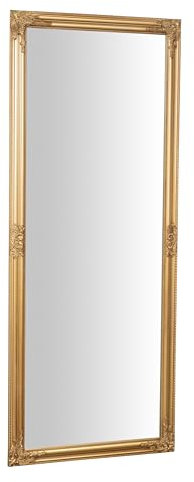 Biscottini Wandspiegel 72x4x180cm vertikal/horizontal - Spiegel antikiertem goldenem Finish - Ganzkörperspiegel Gold - Badspiegel barock