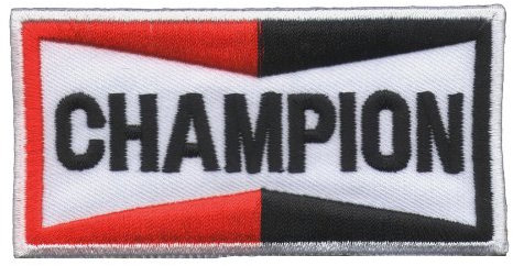 Champion Sponsoren Aufnher / Iron on Patch 'CHAMPION' - Schwarz,Weiß,Rot - 1 x - Rechteckig - 4 x 9 cm - Aufbügeln - Sports Embroidered - Aufnher