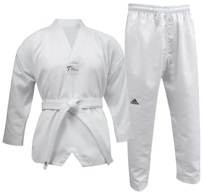 adidas WT Taekwondo Student Dobok Without Stripes Martial Arts WTF Kids Children Uniform, Senza Strisce Arti Marziali Bambini/Adulti, Bianco, 150