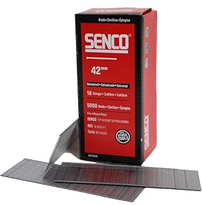 SENCO AX19EAAP 1.2x45mm Galvanised Brad Nails – 18 Gauge - Smooth Shank - Sharp Chisel Point - Medium Head - 0° Glue‑Collated Carbon Steel - 5000‑Pack for Trim - Cabinets & DIY Projects