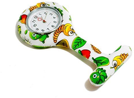 Lizzy Fashion Silicone Nurse Watch Brooch with Pin/Clip, Infection Control Design, Health Care Nurse Doctor Paramedic Medical Brooch Fob Watch (Pattern 04)