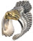 Vintage 925 Sterling Silber Adler Ring mit Golden Kopf für Herren Damen Offen Verstellbar