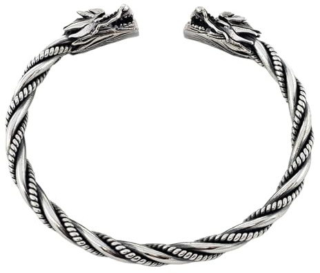 Treasure Bay Sterling Armreif mit Drachen-Design für Herren (Silber, Einheitsgröße)