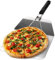 com-four® Pizza peel de acero inoxidable - Servidor para pizzas y pasteles con mango plegable - Empujador de pizza para pizza (plata/negro - angular)