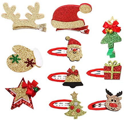 FRCOLOR 10 Stücke Weihnachten Haarspange Baby Haarklammern Haarclips Haarschmuck Mädchen Kinder Kleinkinder (Zufälliger Stil)