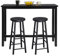 WOLTU Conjunto de Mesa de Bar y 2 Taburetes, Muebles de Comedor de Metal + MDF, Mesa Alta y Taburetes para Bar, Cocina y Salon, Barra Cocina 140x40x100 cm, Negro