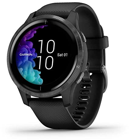Garmin Venu, Smartwatch GPS con display touchscreen luminoso, caratteristiche musica, monitoraggio dell'energia corporea, allenamenti animati, sensore di bue e altro, nero, 010-N2173-11 (rinnovato)