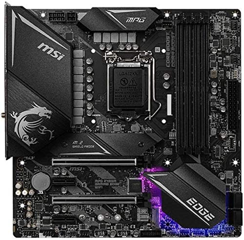 MSI MPG Z490M GAMING EDGE WIFI mATX Gaming-Mainboard (10. Generation Intel Core, LGA 1200-Sockel, DDR4, SLI/CF, zwei M.2-Steckplätze, USB 3.2 Gen 2, Wi-Fi 6, micro-ATX, DP/HDMI, Mystic Light RGB)