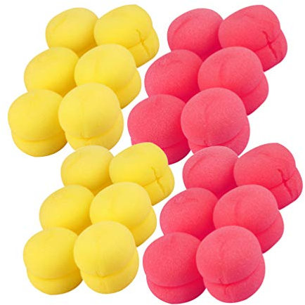 Lurrose 4 Sets Pilz-Lockenwickler, rund, Schaumstoff-Kugeln, DIY, zum Schlafen und Frisieren, Rot + Gelb
