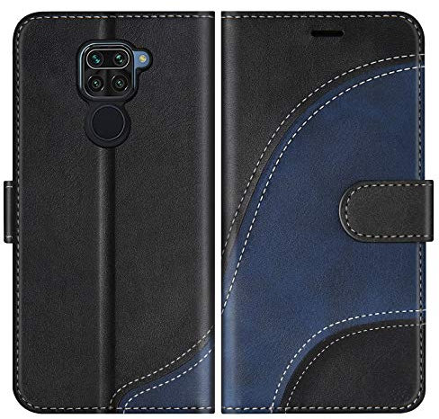 BoxTii Cover per Xiaomi Redmi Note 9 / Redmi 10X 4G, Custodia in PU Pelle Portafoglio per Xiaomi Redmi Note 9 / Redmi 10X 4G, Magnetica Cover a Libro con Slot per Schede, Nero