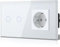 BSEED Lichtschalter mit Schuko Steckdose Glas, unterputz, 16 Amp CEE steckdosentresor, 2 Fach 1 Weg Touch Wandleuchtenschalter Weiss, Flacher wechselschalter, Modern, Wasserdicht Innenschalter