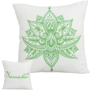 Primaster Wendekissen Namaste 45 x 45 cm, weiß-grün Wendekissen