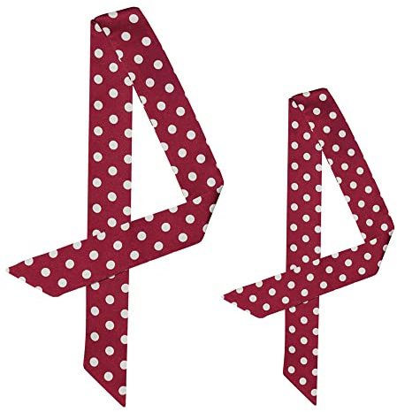 Allegra K 2 Stück 50er Jahre dünner Seide Schal Polka Dots Bund schmales Halstuch Rot rot 196x5cm
