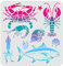 FINGERINSPIRE Meerestier-Schablone 30x30cm Fisch/Garnelen/Krabben/Oktopus/Muscheln/Muscheln Zeichenschablone Meerestiere Schablone zum Malen auf Holzfliesen Papier Stoff Bodenwand