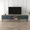 Dmora - Mobile porta TV Atlux, Credenza da soggiorno, Armadio basso per TV, Base parete attrezzata, 180x35 h44 cm, Noce e Blu