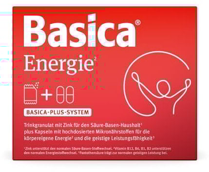 Basica Energie: Basisches Trinkgranulat und Kapseln für körpereigene Energie* und geistige Leistungsfähigkeit**, vegan, Säure-Basen-Gleichgewicht, 7er Packung