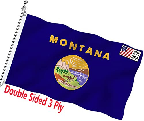 ARSOF Montana Staatsflagge, 7,6 x 12,7 cm, doppelseitig, strapazierfähig, Montana-Schatz, MT-Staatsflaggen, 3-lagig, mit strapazierfähigem Segeltuchkopf und 2 Messingösen, lebendige Farben