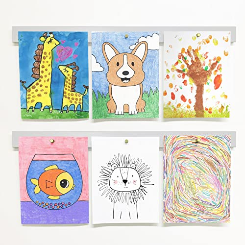 Wandhalterung Kunst-Display – hängende Kinderzimmer-Dekoration – 71,1 cm Magnetleiste (2 Stück) grau mit goldenen Magneten