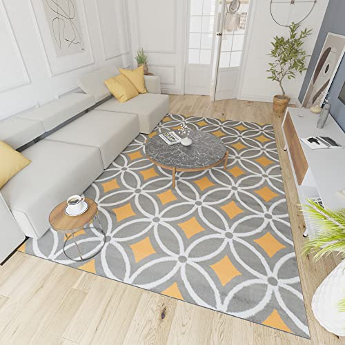 Mazovia Groß Teppich Wohnzimmer 160x230cm Anthrazit Grau Geometrisch Weich | Teppich für Schlafzimmer Büro Esszimmer Pflegeleicht Fußbodenheizungsgeeignet Reinigungsmittelbeständig Kurzflor Synthetisch