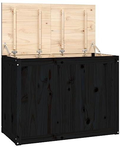 vidaXL Wäschetruhe Schwarz 88,5x44x66 cm Massivholz Kiefer